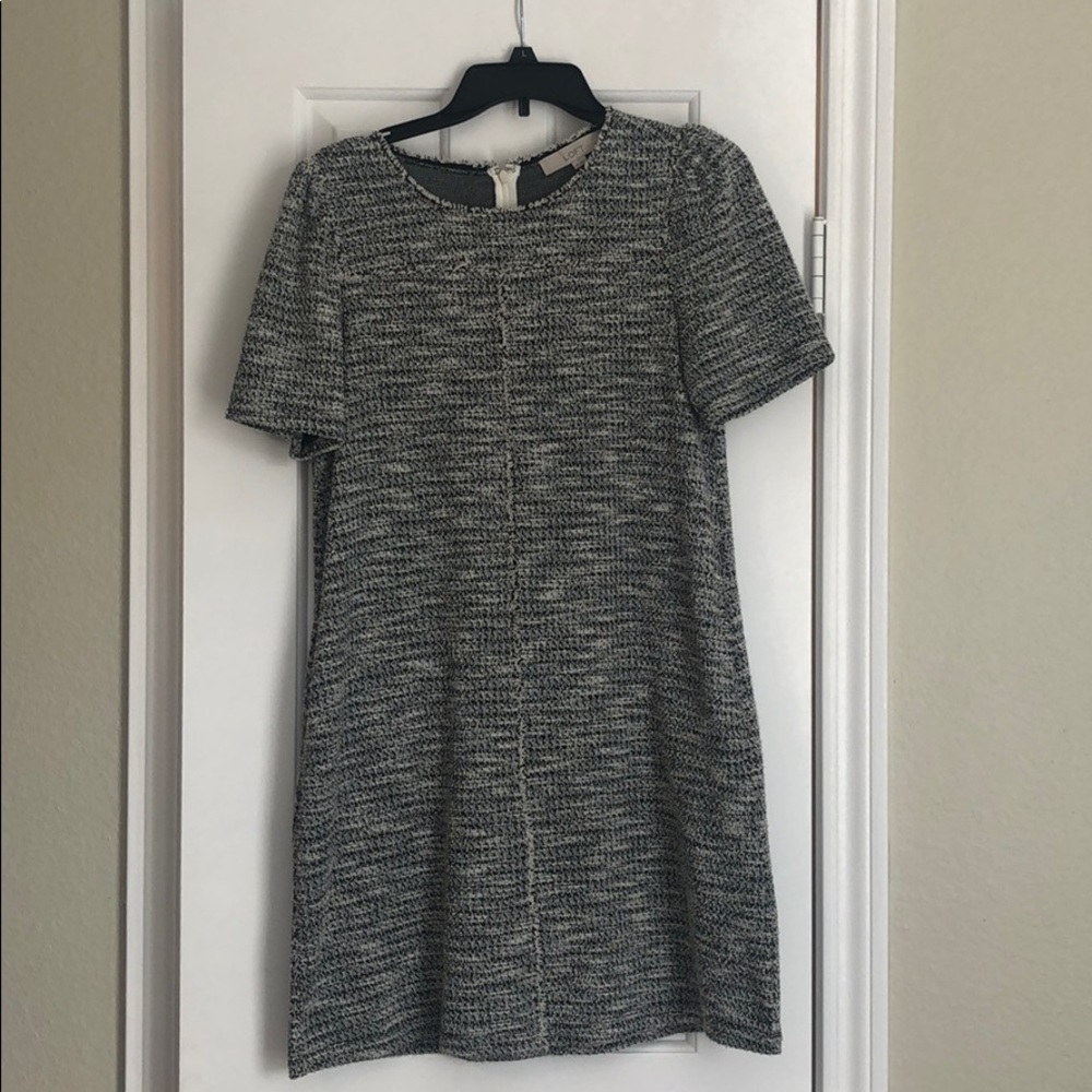 LOFT Black and white tweed dress